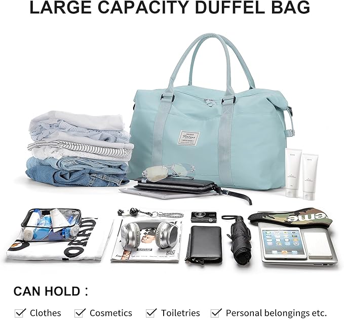HYC00 Travel Duffel Bag,Carry-on Overnight Weekender Bags for Women,Sports Tote Gym Bag with Wet Pocket