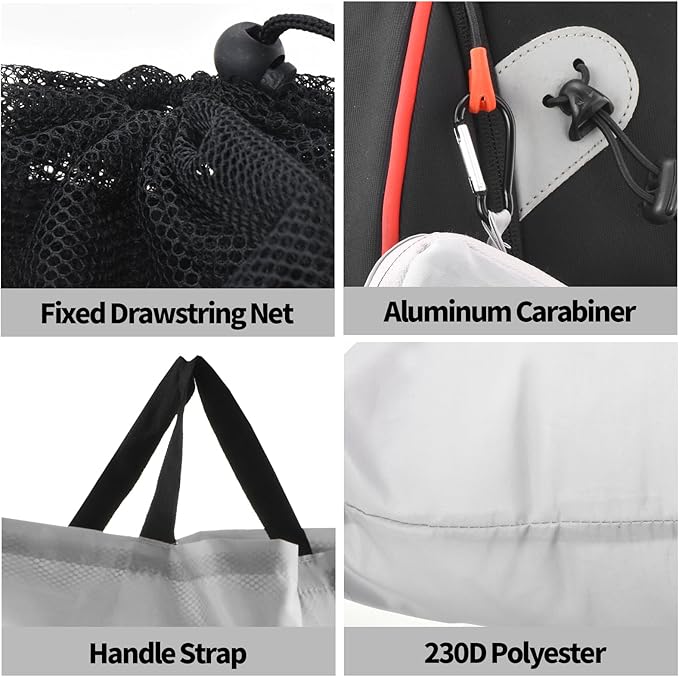 Travel Laundry Bags, 2Pcs JHX Foldable Dirty Clothes Bag 【Upgraded】 with Fixed Drawstring Net, Handles and Carabiner, Portable Laundry Bags for Travel, Fitness, and Students (Gray) 30"H x 21"W