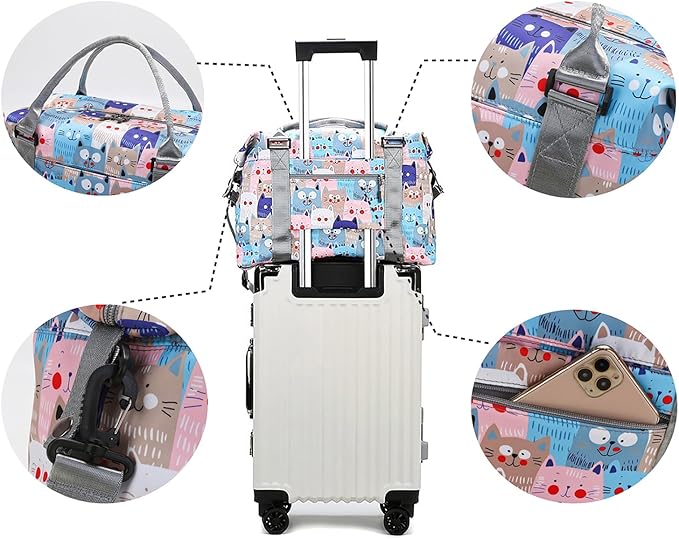 Travel Duffle Bag Weekender Overnight Bag Gym Tote with Wet Pocket for Women Girls Shoulder Workout Duffel Bag Water Resistant (W-Rainbow Unicorn+Toiletry Bag)