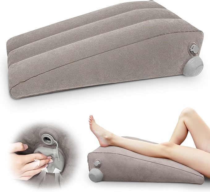 Inflatable Leg Elevation Pillow for After Surgery, Leg Wedge Pillow for Post-Surgery Recovery, Adjustable Height for Foot Ankle Knee, with Easy Press Pump Valve, Single Leg