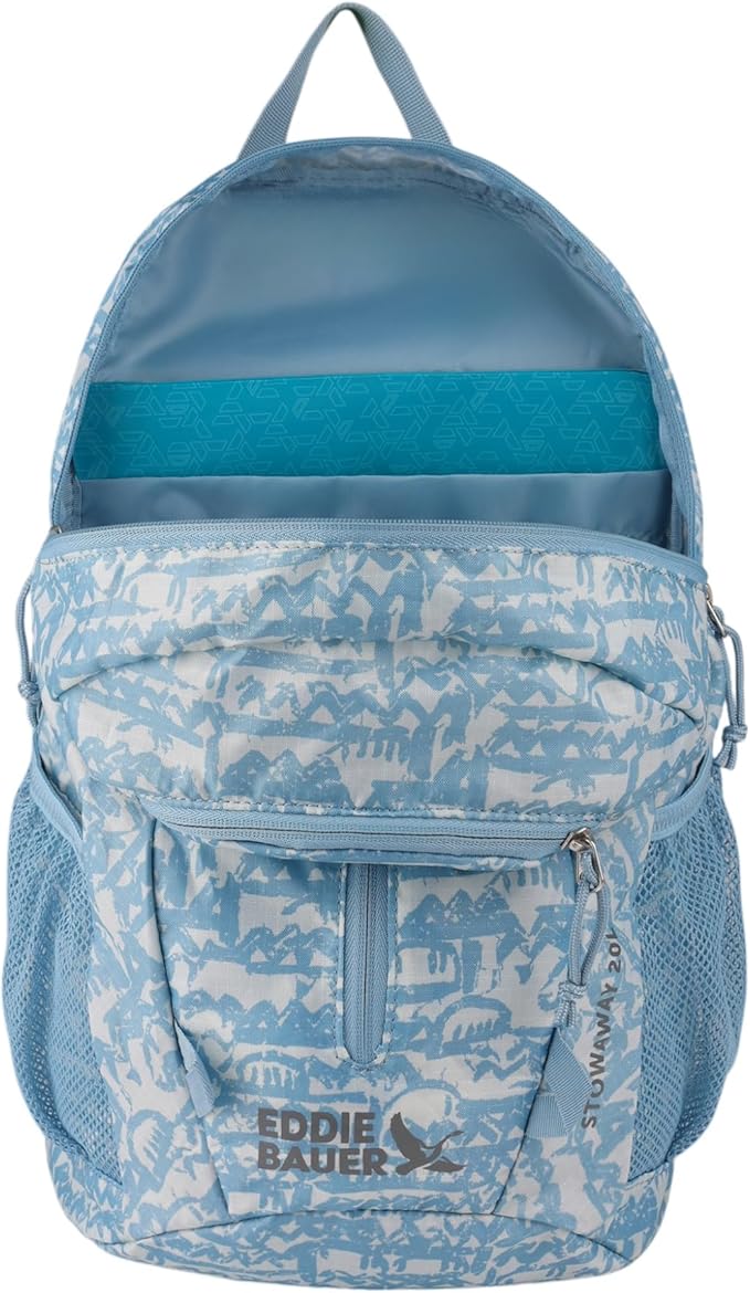 Eddie Bauer Stowaway Packable Backpack | Travel | Outdoor | Lightweight | Foldable | Durable | Ripstop Polyester | 20L - Blue Fog