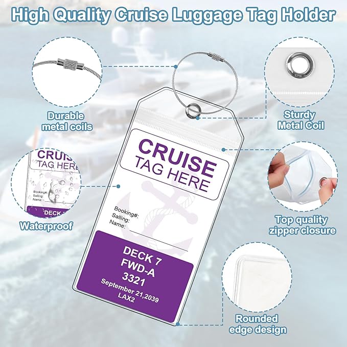 Cruise Luggage Tag Holder, Cruise Luggage Tag Holder can be Used for 2025Carnival, NCL, MSC Cruises, and Princess Ships Offer