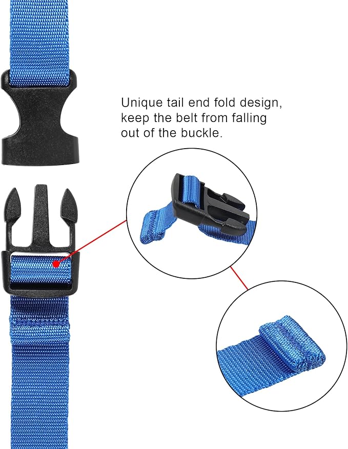 Vigorport Utility Straps Quick Release Nylon Backpack Accessory Bag Strap,Adjustable for Hiking,Travel,Outdoor Sports-4 Pack (Blue, 0.75" W-24 L)