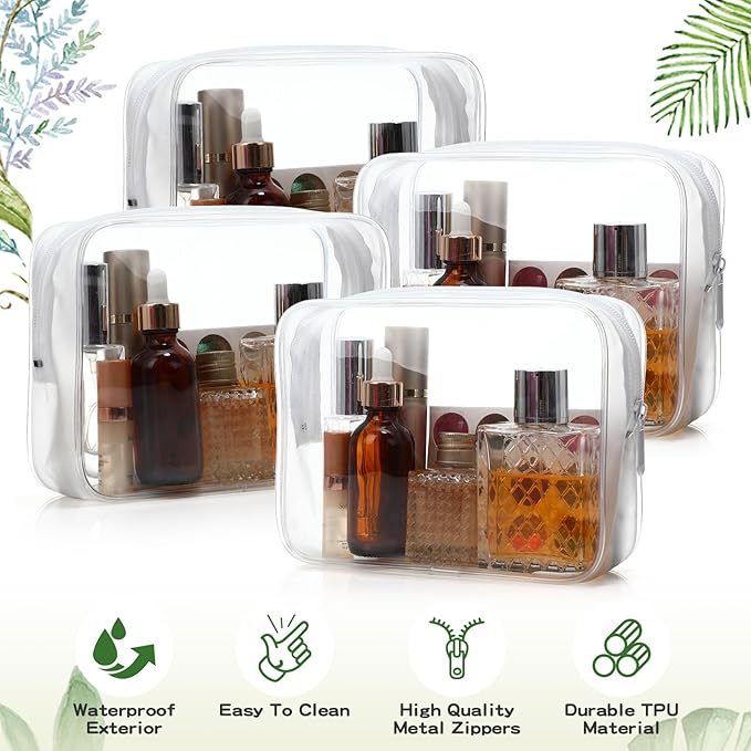 Weewooday 12 Pieces Clear Makeup Bags Cosmetic Storage Bags PVC Zipper Pouches Travel Waterproof Makeup Plastic Case for Women Organizing Toiletries Traveling Bathroom(Medium,Grey)
