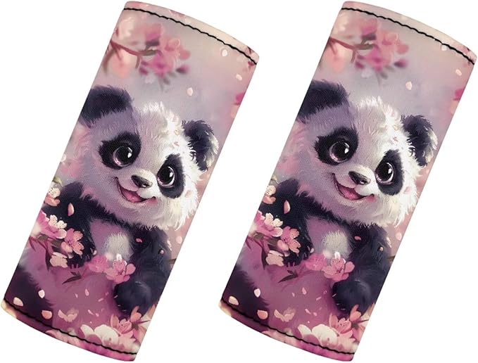 BIGCARJOB Pink Panda Luggage Handle Cover Set for Suitcase 2 Pieces Kawai Panda Luggage Handle Wrap Trolley Case Grip Suitcase Identifier Protective Cover Universal Fit