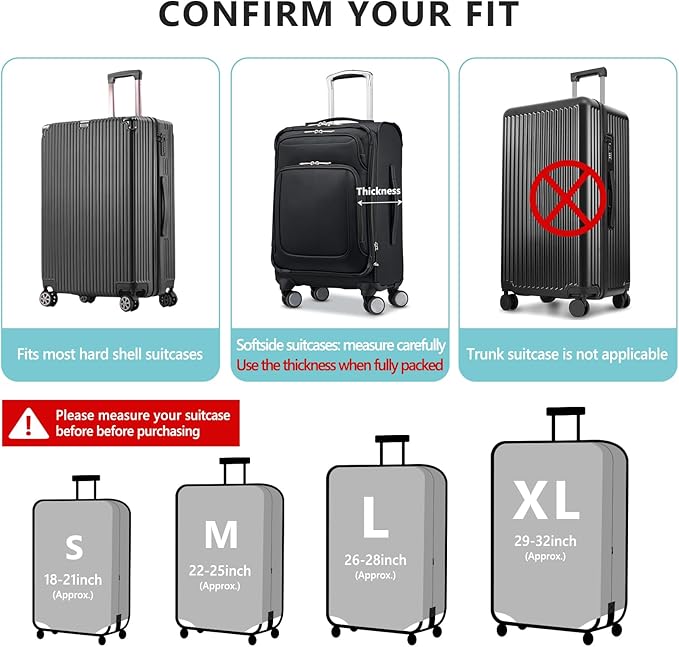 TRAVELKIN more than travel Luggage Covers For Suitcase Tsa Approved,Suitcase Cover Protector Fit 18-32 Inch Luggage