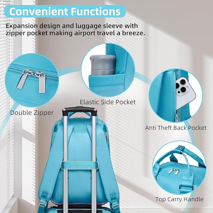 LARVENDER Carry on Luggage 22x14x9 Airline Approved Hardshell Suitcase with Wheels TSA Lock, PC+ABS Lightweight Suitcase Set for Women with Travel Backpack, Cotton Candy, 3 Piece Set