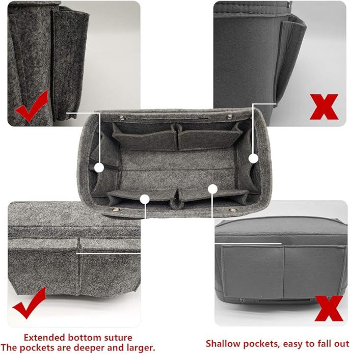 LEXSION Felt Purse Organizer Insert - Multi Pocket Bag in Bag Organizer Shaper