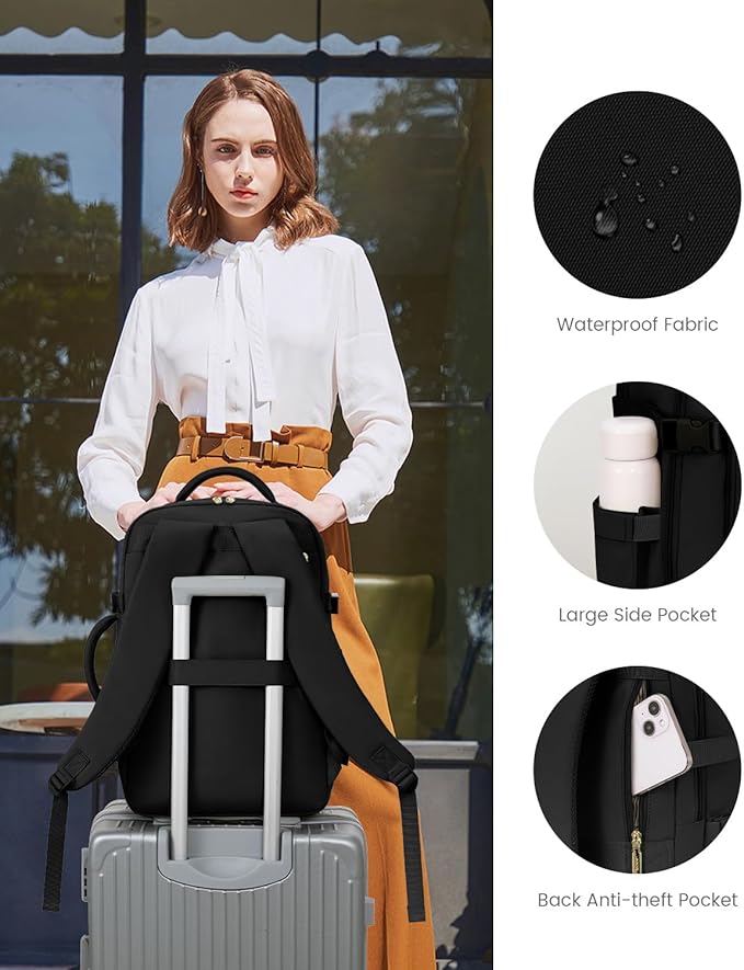 LOVEVOOK Carry On Travel Backpack For Women Flight Approved, 40L Personal Item Backpack Flight Approved, TSA Travel Bag Fit 17 Inch Laptop, Business Weekender Overnight Waterproof Daypack with 2 Cubes