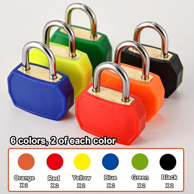 smilixin 12 PCS Suitcase Locks with Keys,Small Luggage Padlocks Metal Padlock with Key,Multicolor Lock Luggage Locks Mini Keyed Padlock for Backpack Boxes Laptop Bag School Gym Locker,28 mm,6 Colors