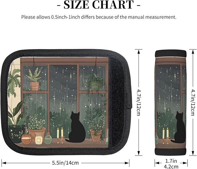 Black Cat Witchy Cottage Window Plants Luggage Handles Wrap Grips For Suitcases Luggage Travel Accessories For Airplane 2pcs