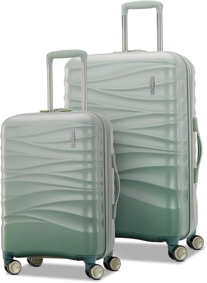 American Tourister Cascade Hardside Luggage with Spinner Wheels, 2PC SET 20/24, Sage Green