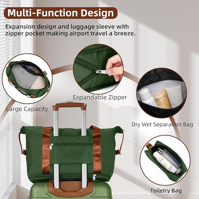 LARVENDER Luggage Sets 6 Piece, Expandable Hardside Carry on Suitcase Set with Spinner Wheels, Lightweight Rolling Luggage Sets for Women with TSA Lock, Green