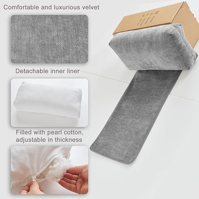 Chenille Neck Pillow for Sofa - Adjustable Headrest, Non-Slip Neck Support Cushion for Pain Relief, Comfortable Chair Pillow, Grey