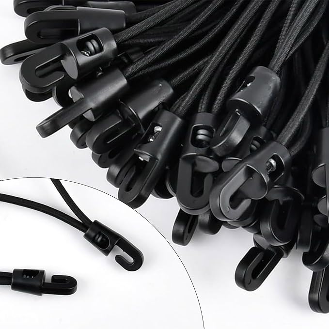 20Pcs Bungee Cord Expander Tarpaulin Tensioner Straps Strong Elastic Tie Down Rope With Hook For Camping Tarps Tents