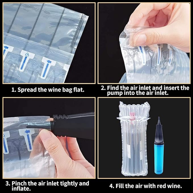 Wine Bottle Travel Protector Bags, Conilly 35 Packs Inflatable Air Column Packaging Bubble Bag with Free Inflator Pump, Reusable Wine Bottle Protector,Safe Choice for wine Transportation