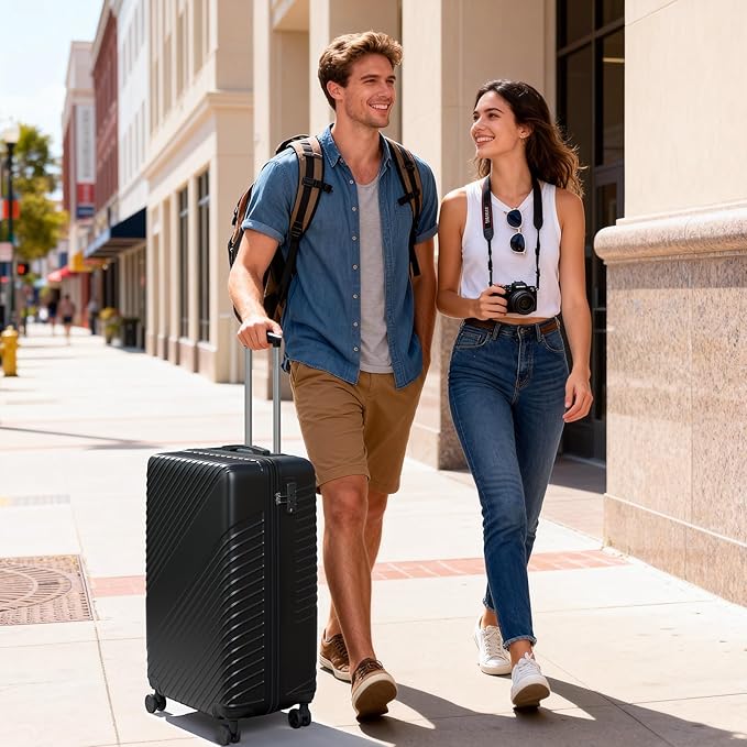 20 Inch Carry On Luggage, ABS Hardside Suitcase with Spinner Wheels, Airline-Approved Cabin Luggage with TSA Security Lock, Expandable Travel Suitcase for Flights, Business Trips & Weekend Vacations
