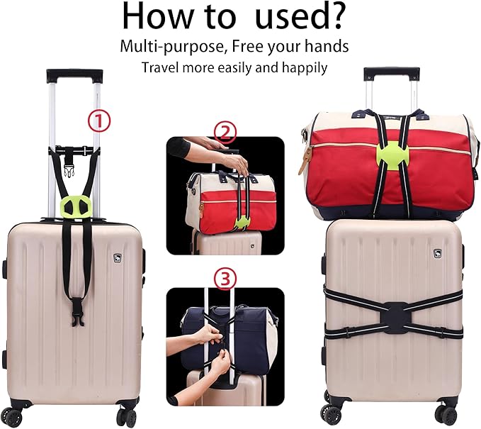 Luggage Straps Bag Bungees for Add a Bag Easy to Travel Suitcase Elastic Strap Belt (Gray, L)