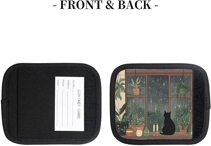 Black Cat Witchy Cottage Window Plants Luggage Handles Wrap Grips For Suitcases Luggage Travel Accessories For Airplane 2pcs