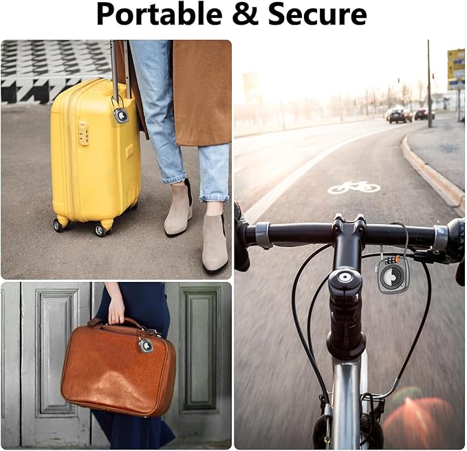 Compatible with Apple AirTag Secure Lock with Wire Cable, 3-Digit Combination Luggage Locks, Alloy Body Ultra Durable Anti-Lost Protective Case for Luggage, Suitcase (Grey*2)