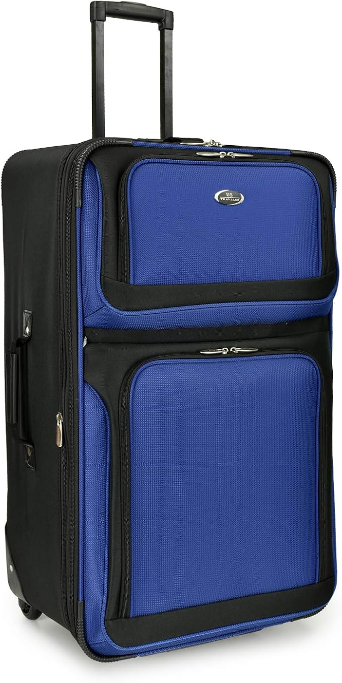 U.S. Traveler New Yorker Lightweight Expandable Rolling Luggage, Blue, 4-Piece Set