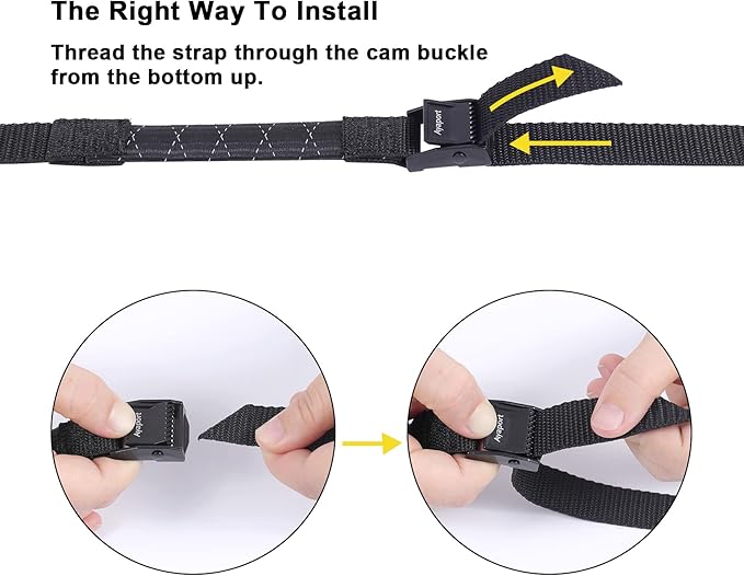 Ayaport Lashing Straps with Buckles 6ft (Add Stretch Part - Designed for Tighter) Adjustable Cam Buckle Tie Downs