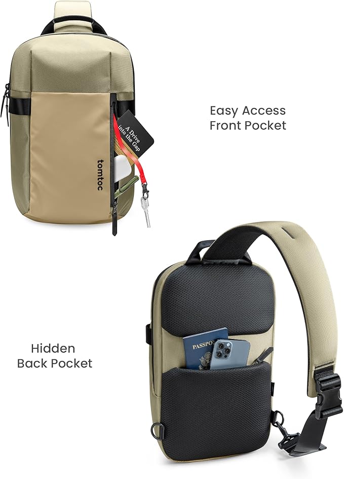 tomtoc 7L Sling Backpack Crossbody Bag for Men Women, EDC Daypack Chest Shoulder bag for 14-inch MacBook Pro M5 Pro/Max, 13" MacBook Air, 13" iPad Air M4/Pro M5, Organized, Daily Use, Work, Travel-S
