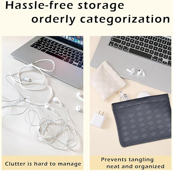Leather Pocket Cosmetic Bag for Purse,Coin Purse Lipstick Cosmetic Accessories Organizer, Travel Kit Storage Pouch,Waterproof Portable No Zipper Self-closing (Black/lozenge)