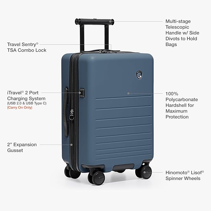 Traveler's Choice Markham Hardside Expandable Luggage with Hinomoto Spinner Wheels, 26-Inch Medium, Navy