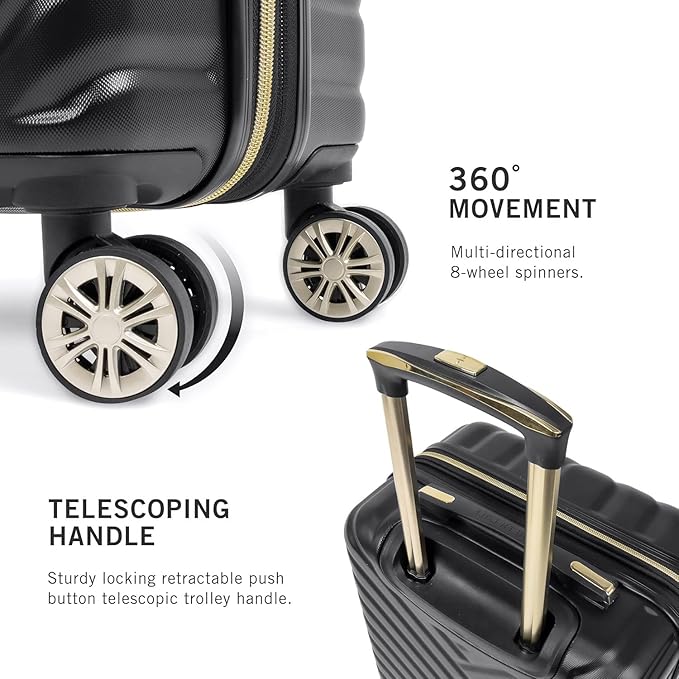 Kenneth Cole REACTION Madison Square Lightweight Hardside Chevron Expandable Spinner Luggage, Black, (28-Inch Checked)
