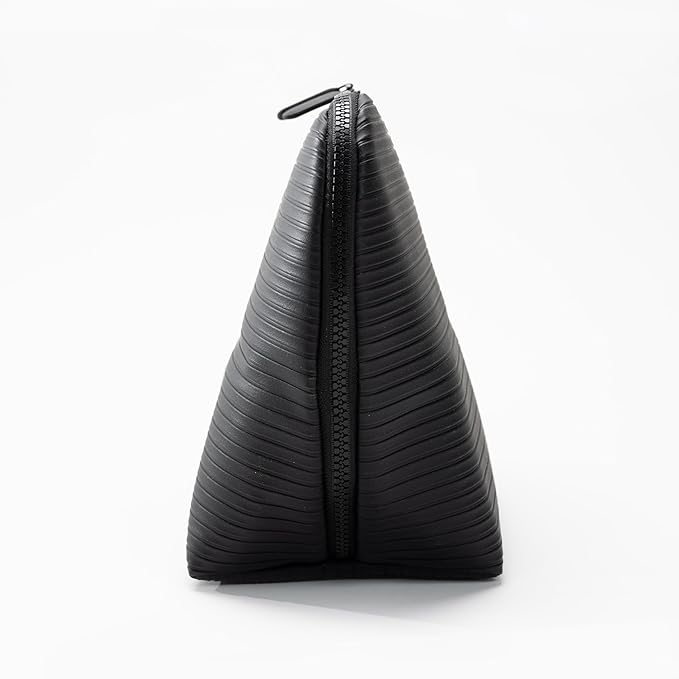 THE VERTI-Vertical Waterproof Makeup & Toiletry Bag | 23-Pocket Organizer with Upright, Fold-Down Design for Skincare, Toiletries & Essentials (Onyx, Medium)