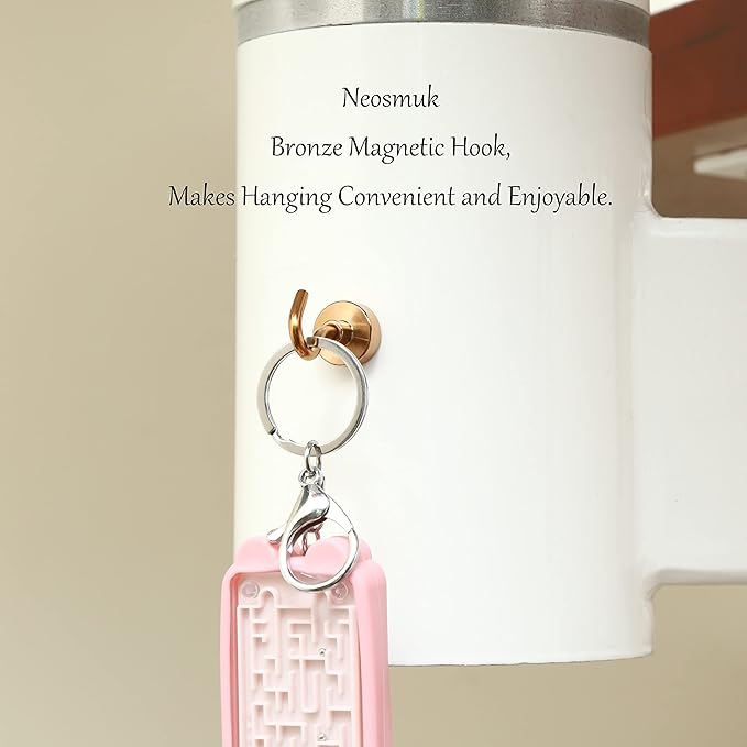 Neosmuk Magnetic Hooks, 30lb+ Heavy Duty Earth Magnets with Hook for Refrigerator, Extra Strong Cruise Hook for Hanging, Magnetic Hanger for Cabins, Grill (Bronze, Pack of 6)