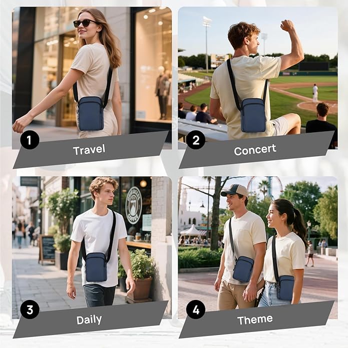 VADOO Sling Bag for Men Women, Anti Theft Crossbody Bag with Zipper Lock, RFID Blocking & Waterproof for Travel Casual