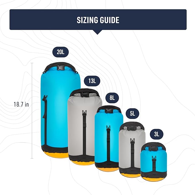 Sea to Summit eVac Ultra-Lightweight Compression Dry Bag, Waterproof Dry Storage, 20 Liter, High Rise Grey