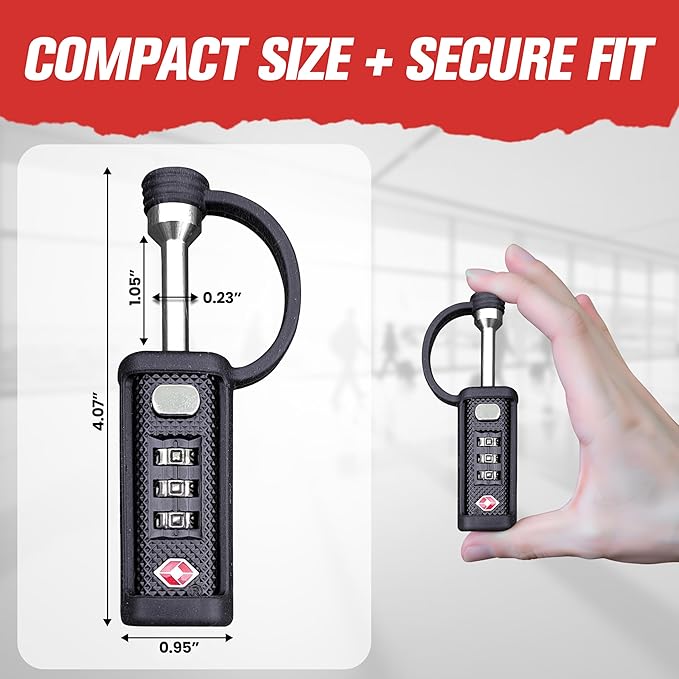 TSA Approved Tactical Gun Case Lock - Protective Rubber Sleeve & Cut-Resistant MonoShaft - Secure Single Shaft Padlock for Guns Luggage Rifles Pistols & Revolver Cases - Child Safe