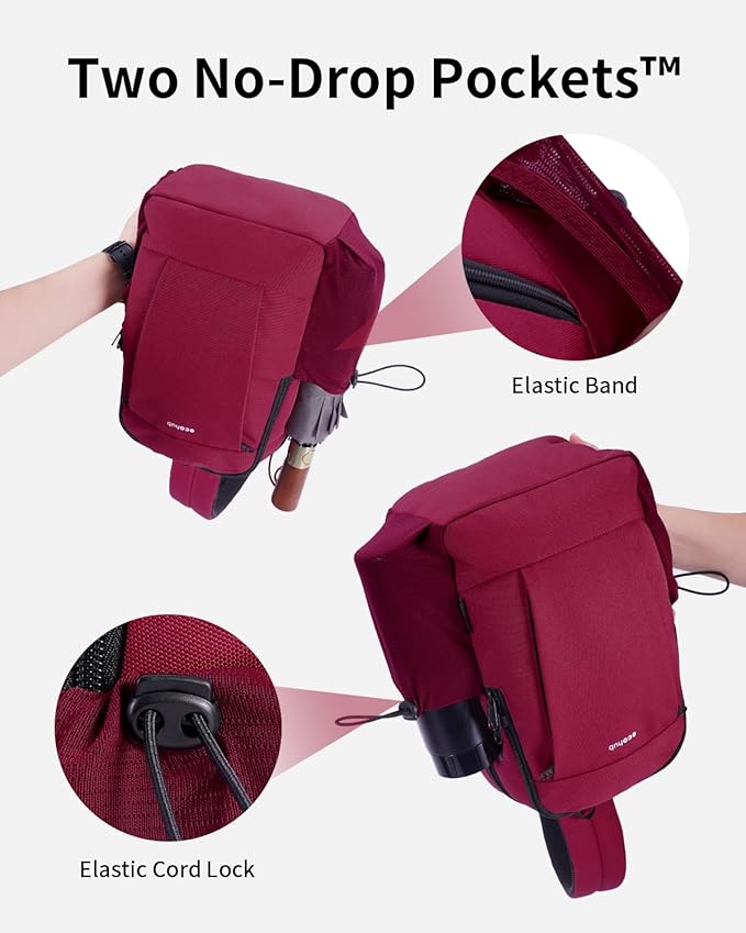 ECOHUB Anti-Theft Crossbody Bag Men Women, RFID Blocking Lightweight Sling Backpack Eco-Friendly with 9 Pockets Sturdy SBS Zippers Water Resistant for Travel Work Hiking Outdoor, Red