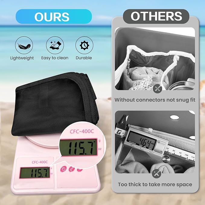XYFuuee Beach Bag Organizer Inserts for Baby Medium Bogg Bag Accessories with 8 Removable Metal Fasteners, Lightweight Mesh Insert Divider Pouch, Organizing Rubber Tote, Save Storage Space, Black M