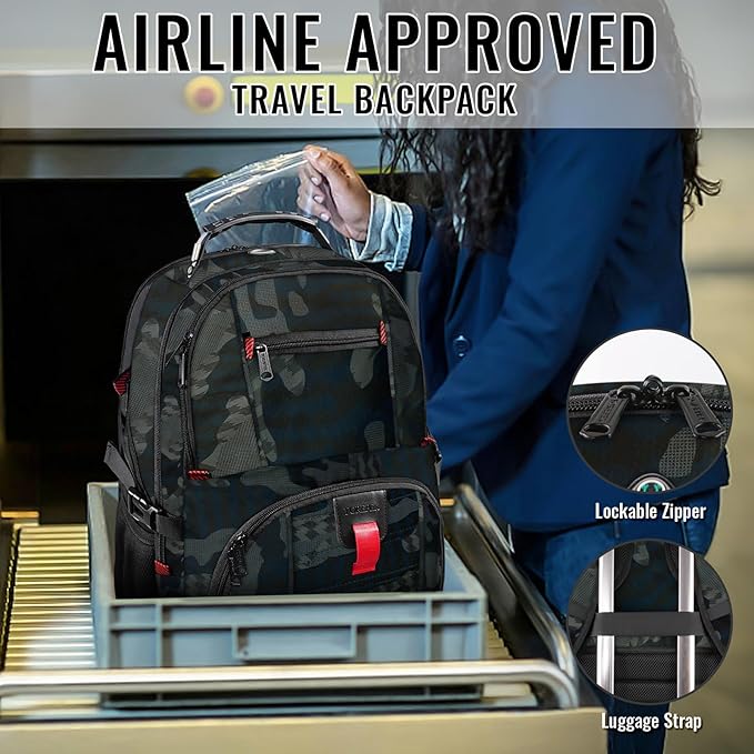 YOREPEK Large Backpack for Men, Extra Large Laptop Backpacks for Men Women, Water Resistant Travel Backpack Airline Approved Business Work Bag Fits 17 Inch Computer, Black