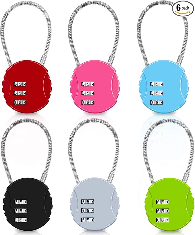 6 Pack Combination Padlock 3 Digit Luggage Lock Suitcase Lock, Outdoor Combination Lock Waterproof Small Lock for School, Gym Locker, Travel Bag (Multicolor)