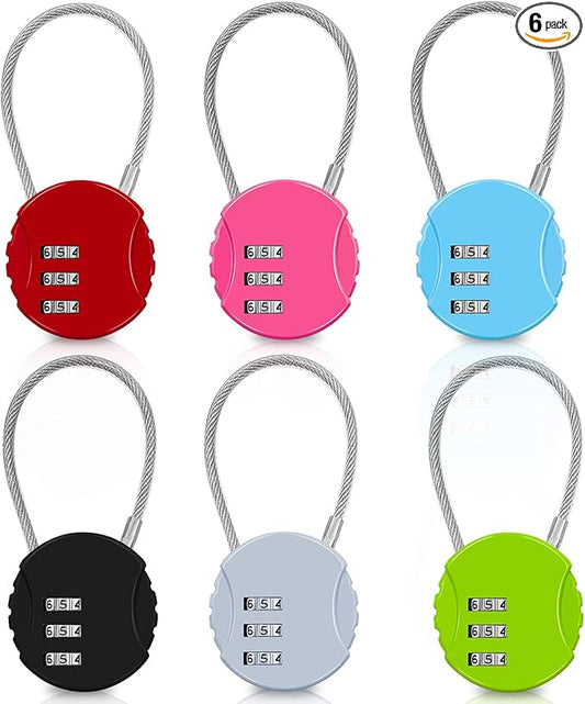 6 Pack Combination Padlock 3 Digit Luggage Lock Suitcase Lock, Outdoor Combination Lock Waterproof Small Lock for School, Gym Locker, Travel Bag (Multicolor)