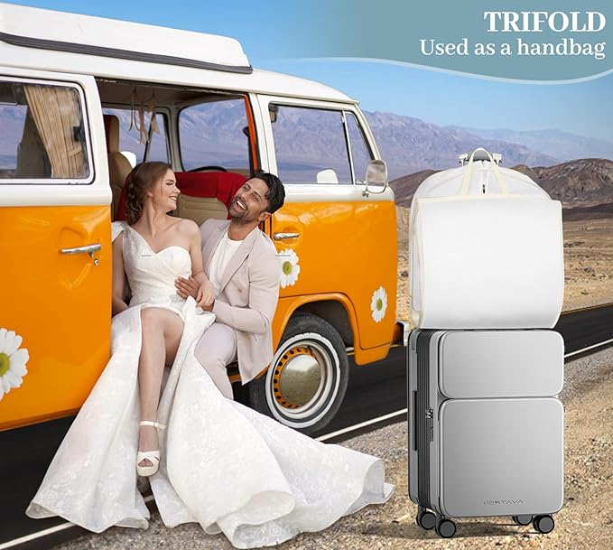 SLEEPING LAMB 72" Bridal Wedding Gown Dress Garment Bag 15" Gusseted Garment Cover Shoe Pockets Travel Garment Storage Bag for Prom, Evening Gowns, White
