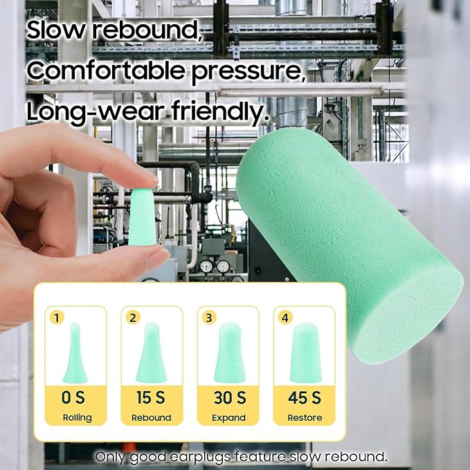 250 Pairs Foam Ear Plugs Bulk Individually Wrapped 32dB - Ear Plug Noise Reduction Safety Soft Earplugs for Construction Sleeping Shooting Industrial Work Use