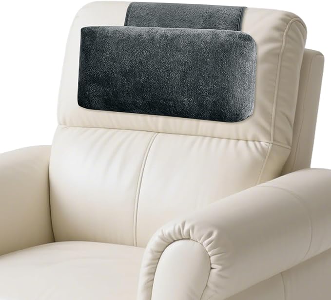 Chenille Neck Pillow for Sofa - Adjustable Headrest, Non-Slip Neck Support Cushion for Pain Relief, Comfortable Chair Pillow, Black