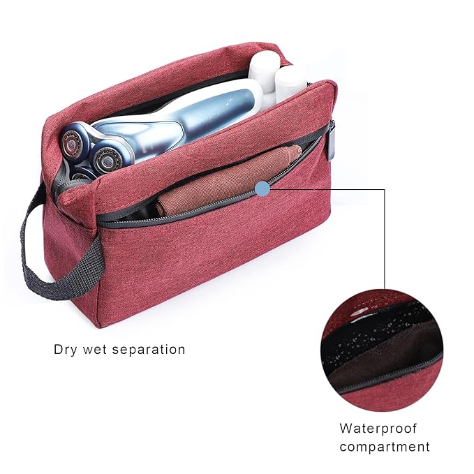 Etercycle Toiletry Bag for Men, Portable Travel Toiletry Organizer Bag,Shaving Bag for Toiletries Accessories (Wine red)