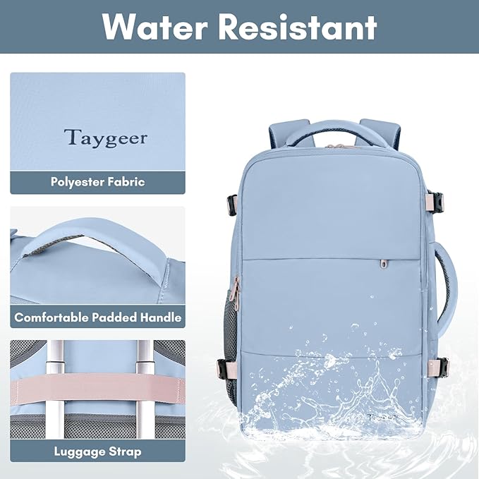 Taygeer Laptop Backpack for Women, TSA Approved Carry On with 17.3 inch Laptop Compartment, Cute Daypack for College Travel Essentials, Business Work Backpack for Travel Essentials, Powder Purple