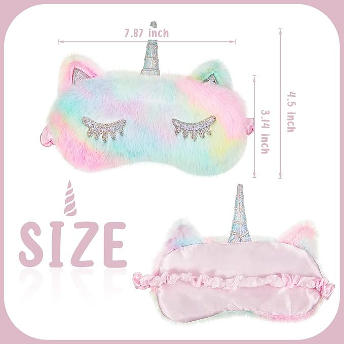 Geyoga Sleep Mask for Kids, Girls Plush Sleeping Eye Cover Soft Eye Blindfold Cover Animal Shade for Kids(Mixed Colors, Pink, White,Cute Style)