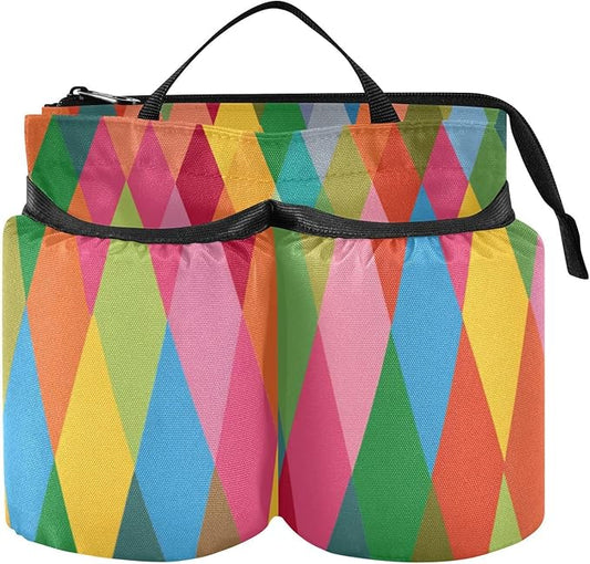 Luggage Cup Holder for Suitcases Free Hands Travel Cup Holder Portable Suitcase Cup Drink Holder Luggage Cup Caddy Bag Carrier Pink Green Argyle