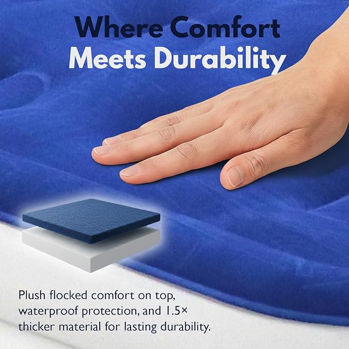 King Koil Luxury Twin Air Mattress with Built-in Pillow Top & Integrated High-Speed Patented Pump – 20" Inflatable Twin Blow Up Airbed for Camping, Home & Guests, Waterproof, 1-Year Warranty