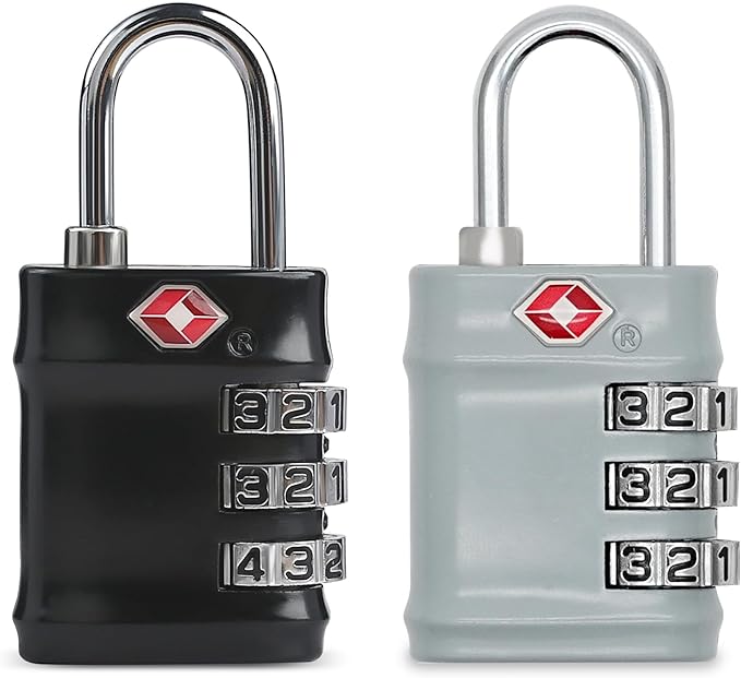 Luggage Locks TSA Approved 2 Pack, Combo Lock for Gym Locker, Small Combination Padlock, Padlock with Code for Travel Essentials, Suitcase, Zipper, Locker, Cabinet, Gun Case, Tool Box