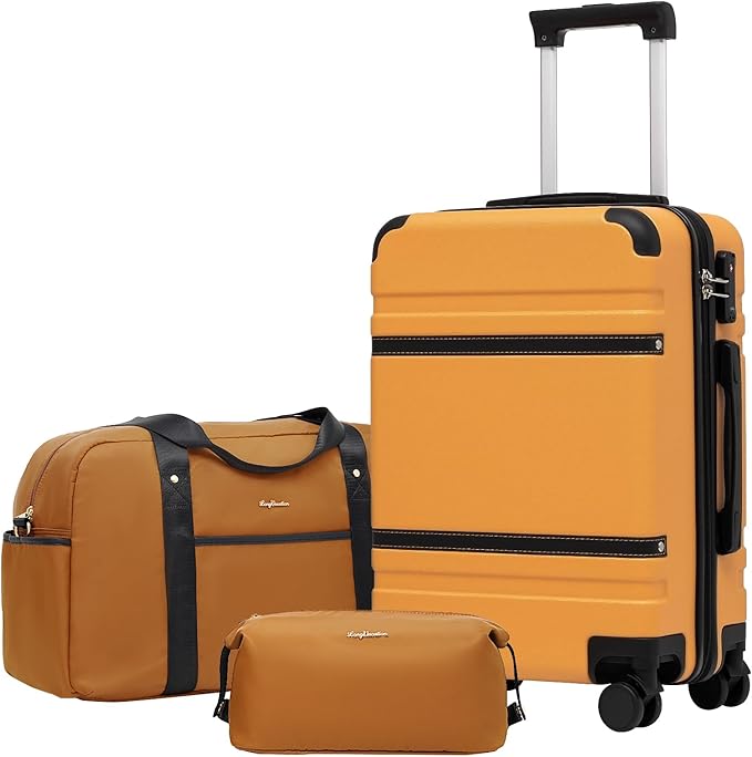 LONG VACATION Carry On Luggage Set 3 Piece, 20 Inch ABS+PC Hardshell Carry on Suitcase with Spinner Wheels TSA Lock & YKK Zipper